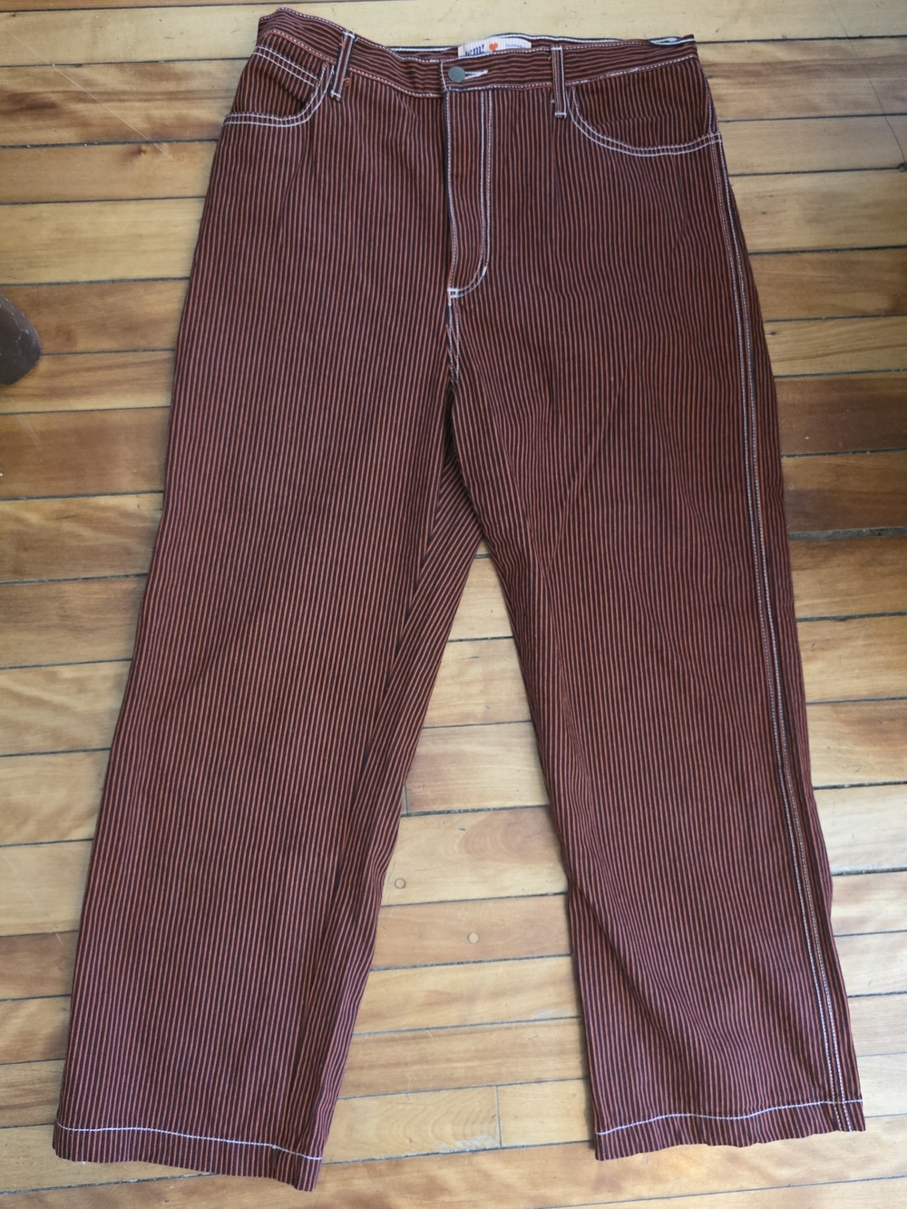 JEM Women's River Jean in Red Railroad Stripe Sz 12
